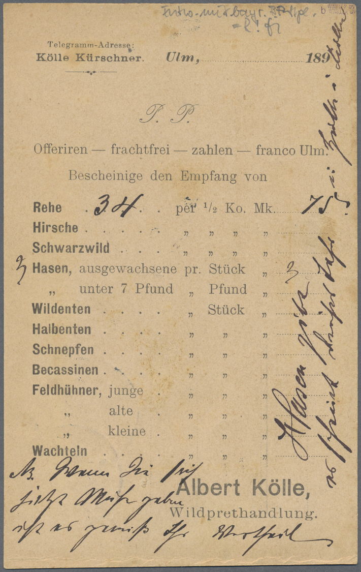 Br Württemberg - Marken Und Briefe: 1890/1891, 5 Pf Schwarzblaugrün Als Einzelfrankatur Auf Drucksache - Autres & Non Classés