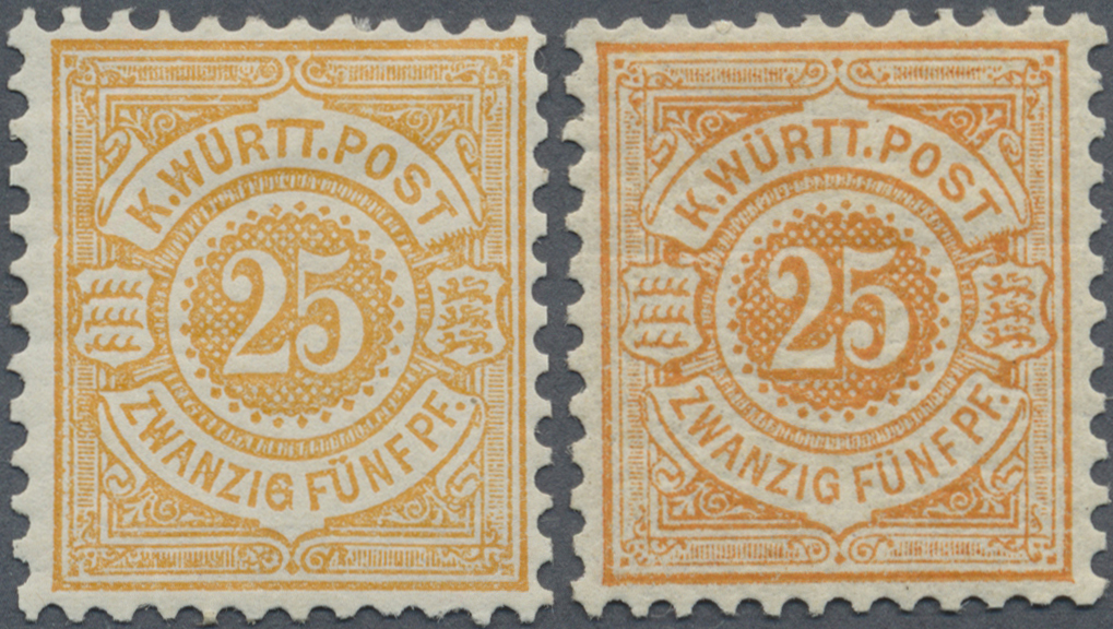 * Württemberg - Marken Und Briefe: 1890, Freimarke 25 Pf. In Seltener Farbe Hellgelborange, Einwandfre - Andere & Zonder Classificatie
