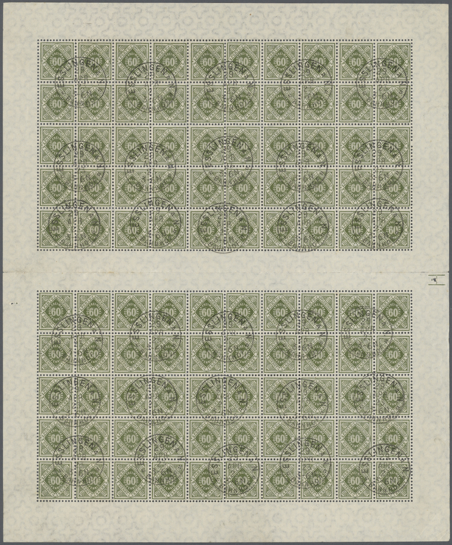 O Württemberg - Marken Und Briefe: 1921, 60 Pfg. Dienstmarke Im Komplettem Doppel-Bogen Mit 10 Zwische - Andere & Zonder Classificatie