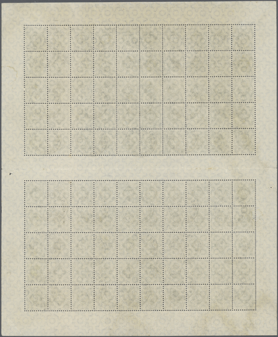 O Württemberg - Marken Und Briefe: 1921, 60 Pfg. Dienstmarke Im Komplettem Doppel-Bogen Mit 10 Zwische - Autres & Non Classés
