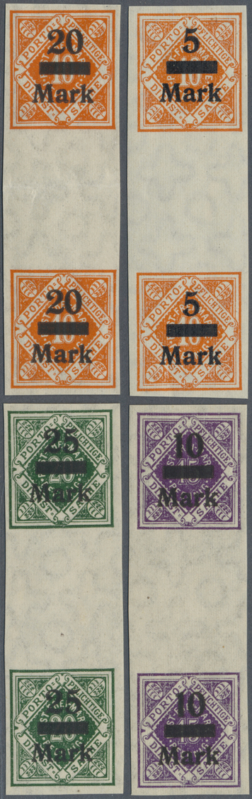 ** Württemberg - Marken Und Briefe: 1922, Dienst-Aufdruckmarken "5 Mark" Bis "400 Mark" Senkrechte Unge - Andere & Zonder Classificatie