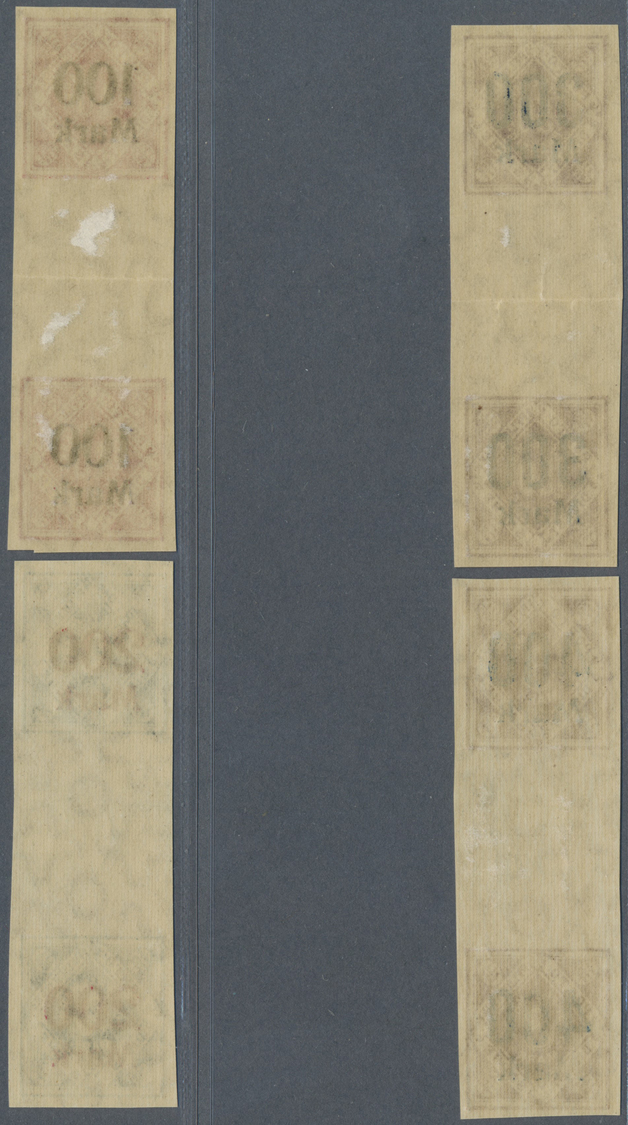 ** Württemberg - Marken Und Briefe: 1922, Dienst-Aufdruckmarken "5 Mark" Bis "400 Mark" Senkrechte Unge - Autres & Non Classés