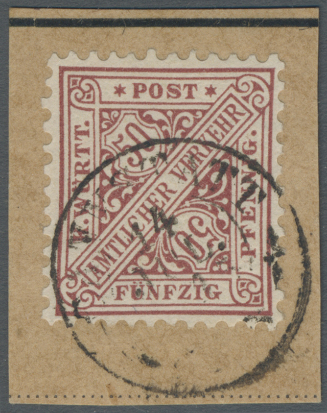 Brfst Württemberg - Marken Und Briefe: 1890, 50 Pfg. Lebhaftbraunrot, Tadellos Gesstempelt Auf Briefstück, - Autres & Non Classés