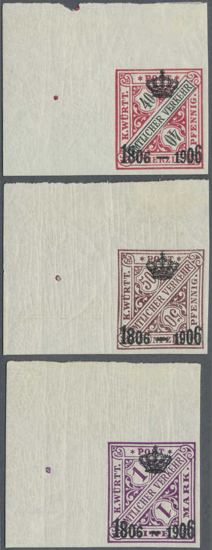 ** Württemberg - Marken Und Briefe: 1906, Jubiläums-Krönchen-Ausgabe 2 Pf Bis 1 M "1806-1906" Zehn Wert - Autres & Non Classés