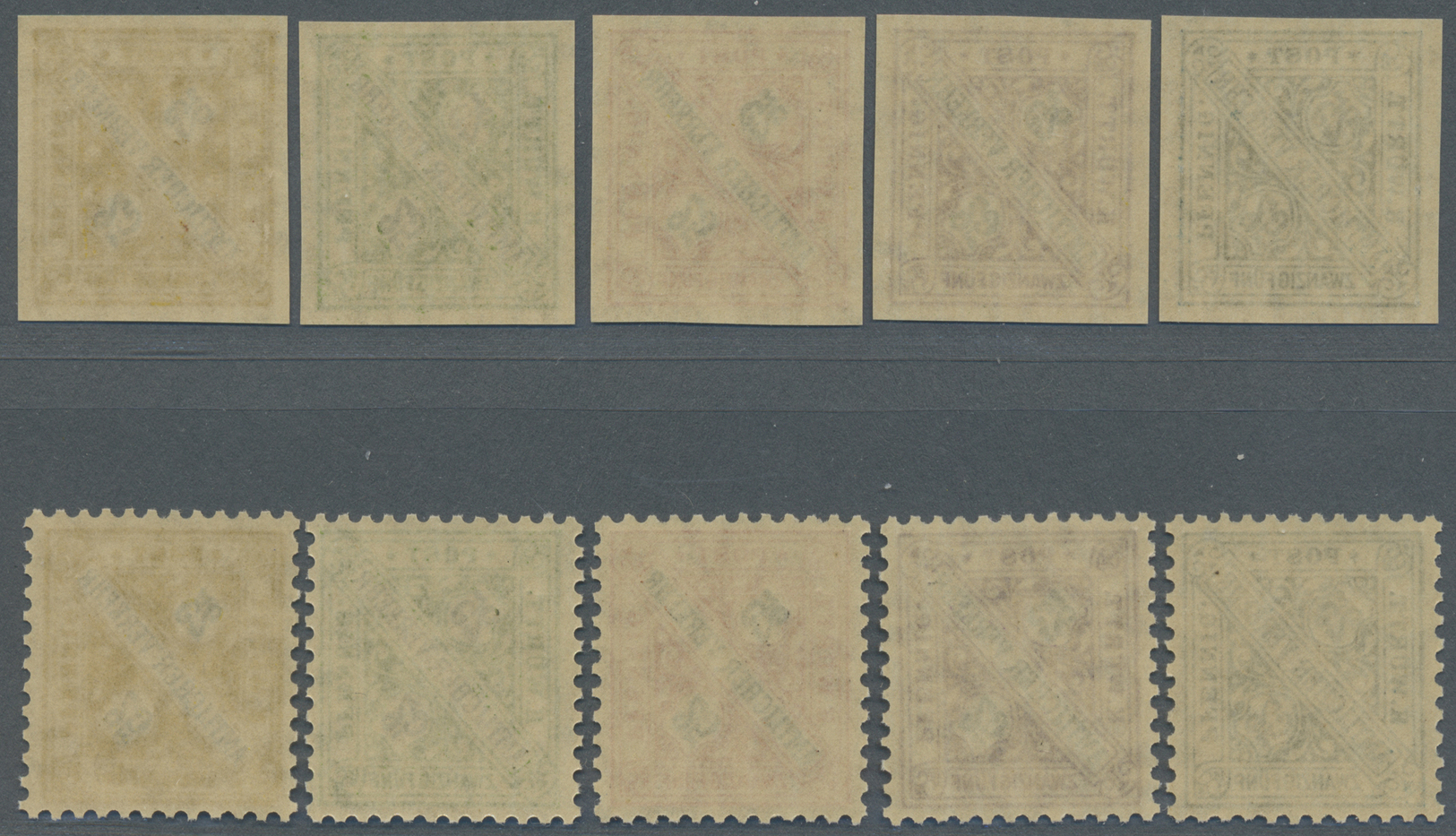 ** Württemberg - Marken Und Briefe: 1917, Probedruck Dienstmarke 25 Pf. In Fünf Verschiedenen Farben Je - Autres & Non Classés