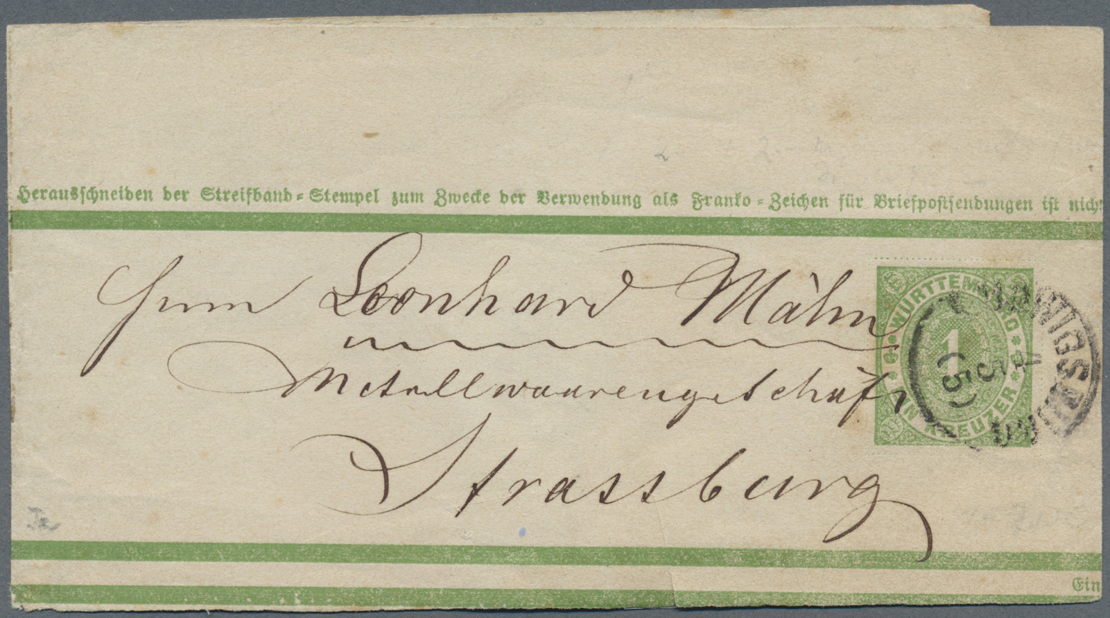 GA Württemberg - Ganzsachen: 1870/74 Drei GA-Streifbänder 1 Kr. Mit Zusatzfrankaturen Nach LUXEMBURG Un - Andere & Zonder Classificatie
