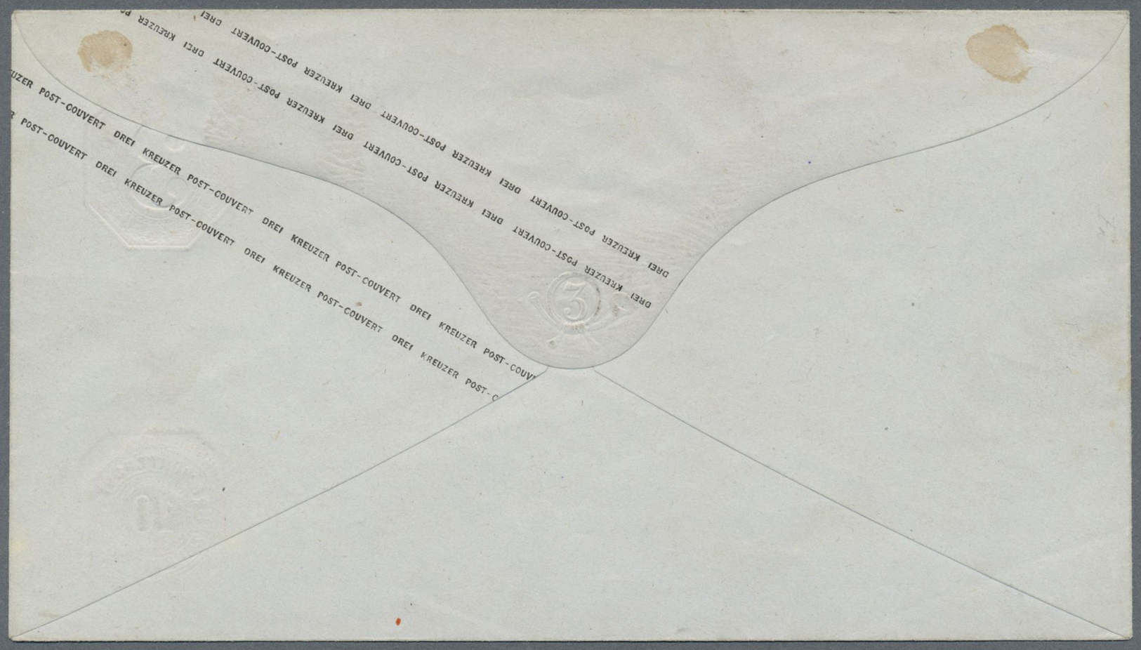 GA Württemberg - Ganzsachen: 1875. Umschlag 10 Pf Rosa Unter 3 Kr Karmin. Ungebraucht. Flecken. (Mi. 60 - Autres & Non Classés