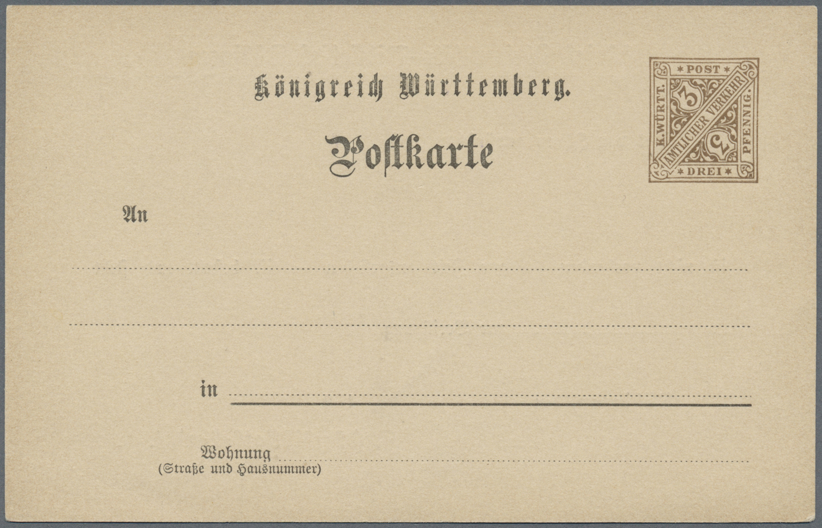 GA Württemberg - Ganzsachen: 1894. Dienst-Postkarte 3 Pf Braun "Universitäts-Bibliothek Tübingen", Unge - Autres & Non Classés