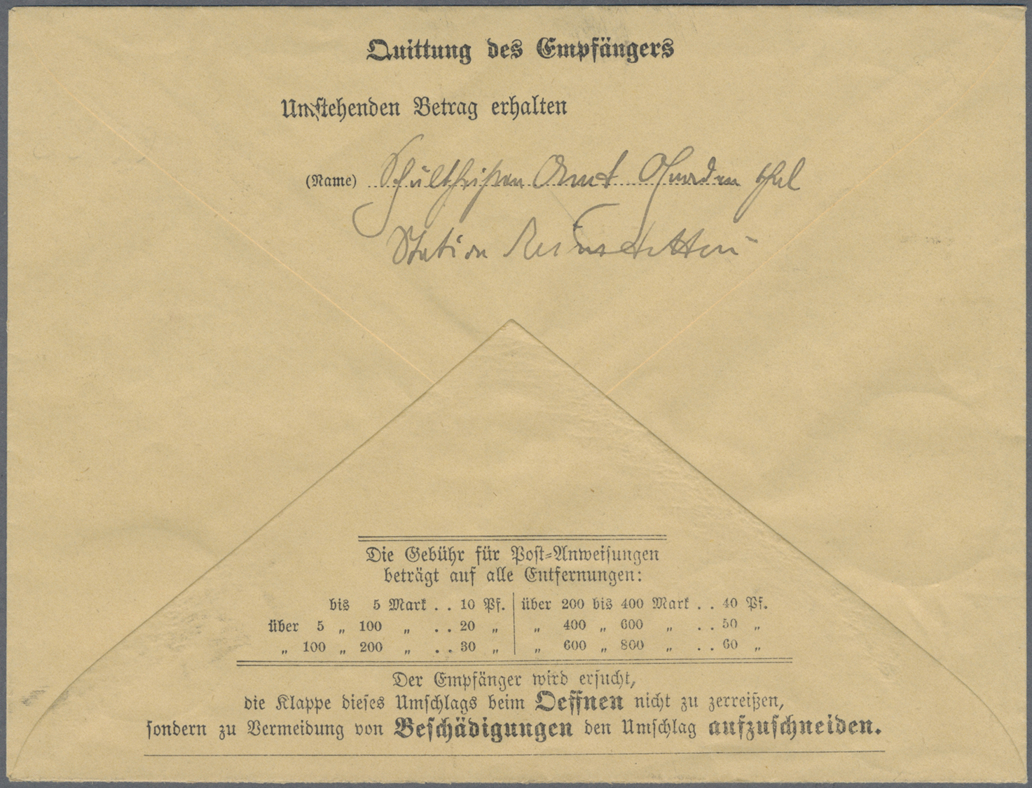 GA Württemberg - Postanweisungen: 1903, 20 Pf Blau Postanweisung Mit 3-Farben-Zusatzfrankatur Von VELBE - Autres & Non Classés