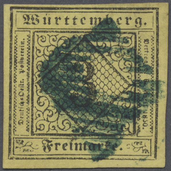 O Württemberg - Stumme Stempel: TUTTLINGEN, 1852, Enger Quadratischer Strichstempel (Mi. Nr. 9) In Bla - Andere & Zonder Classificatie