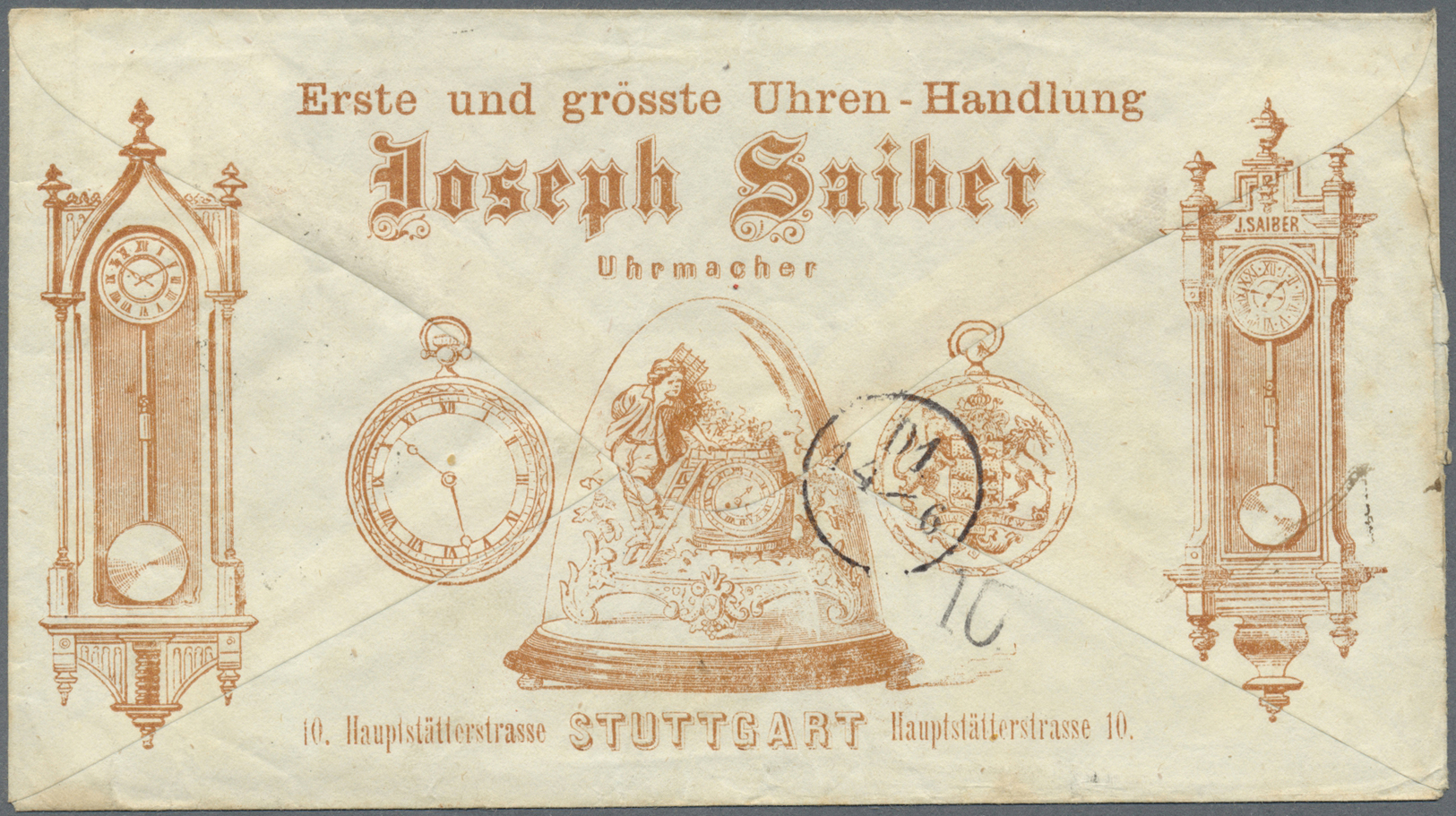 Br Württemberg - Besonderheiten: 1873, Incoming Mail Zierbrief Mit Uhrenwerbung Der Firma Staiber Aus Ö - Andere & Zonder Classificatie