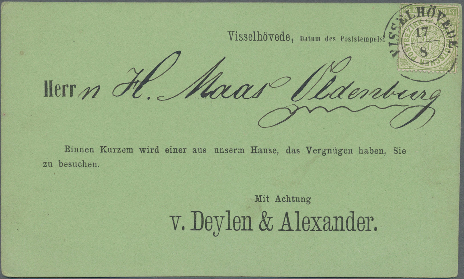 Br Norddeutscher Bund - Marken Und Briefe: 1870 Ca., Vertreter Besuchsanzeige Frankiert Mit 1/3 Grosche - Autres & Non Classés