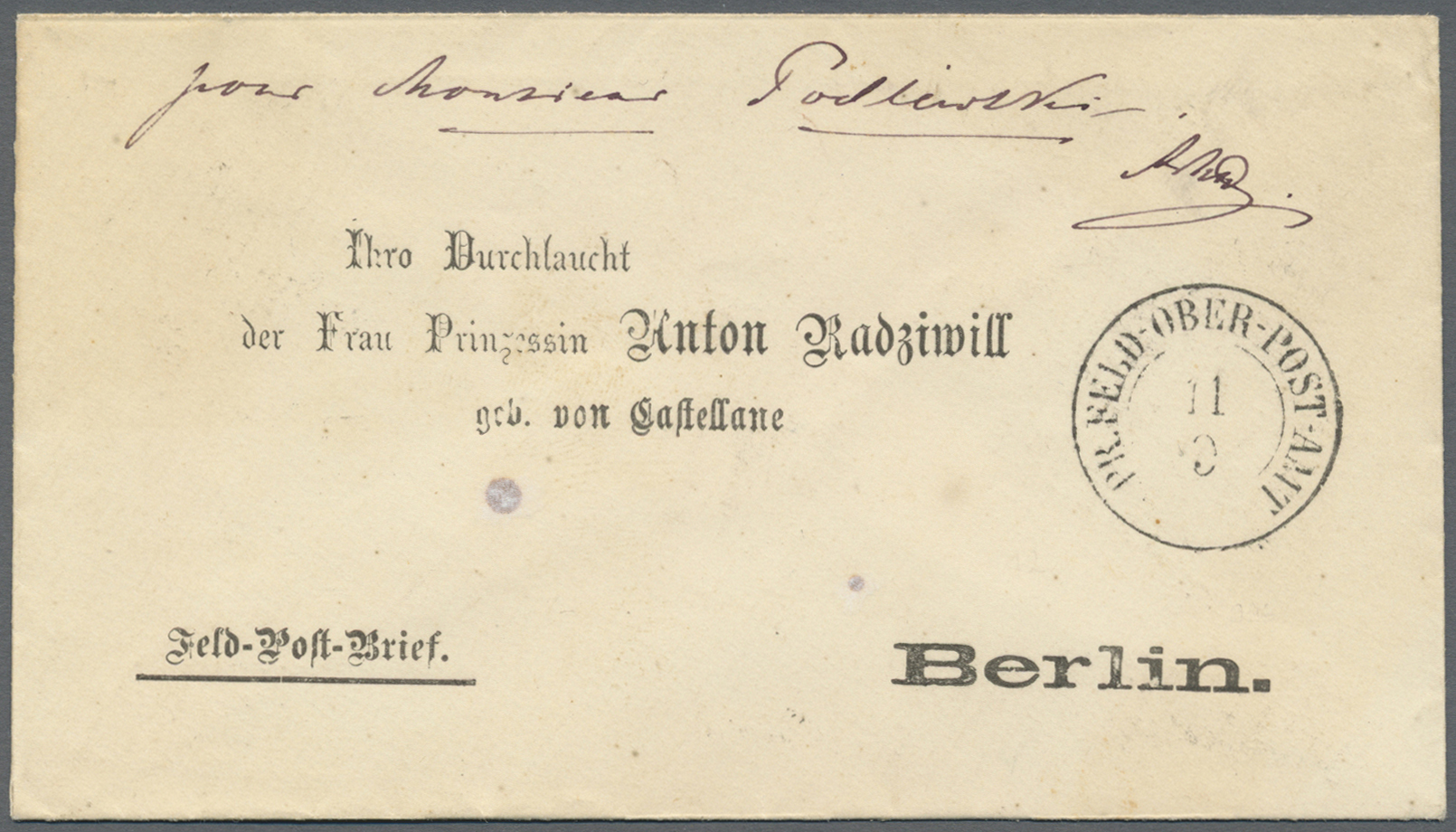 Br Norddeutscher Bund - Marken Und Briefe: 1870, "K.PR.FELD-OBER-POST-AMT" Klarer K2 Auf Dekorativem Vo - Autres & Non Classés