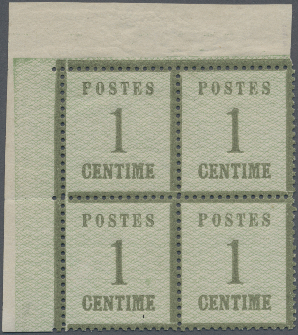 **/* Elsass-Lothringen - Marken Und Briefe: 1870/1871, 1 Ctm. Grün Im 4er-Block Aus Der Li. Oberen Bogene - Andere & Zonder Classificatie