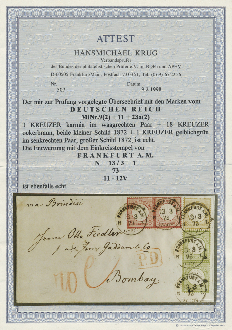 Br Deutsches Reich - Brustschild: 1872, 18 Kr. Ockerbraun Und Waagerechtes Paar 3 Kr. Kleiner Schild In - Ongebruikt