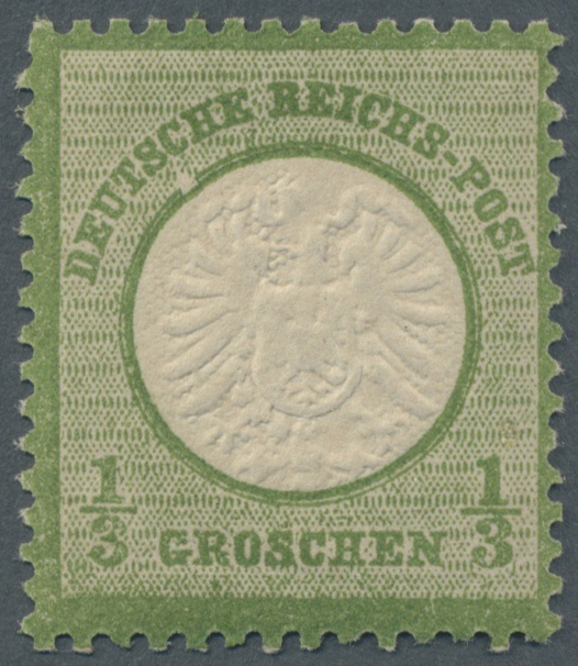 ** Deutsches Reich - Brustschild: 1872, 1/3 Groschen Dunkelgrün Großer Schild Postfrisch Mit PLATTENFEH - Neufs