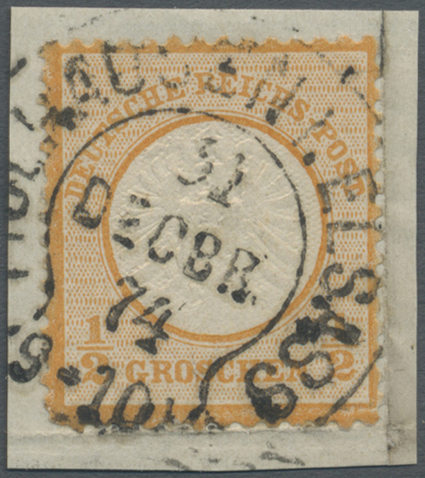 O Deutsches Reich - Brustschild: ½ Gr. Orange, Normal Gezähntes Prachtstück Mit Zentrischem Hufeisen &ndash; - Neufs