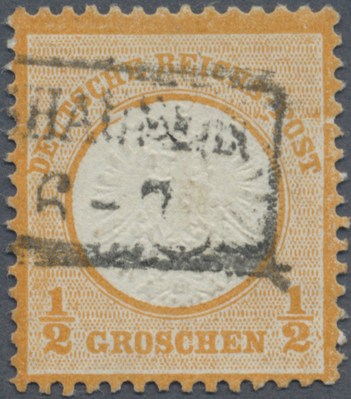 O Deutsches Reich - Brustschild: 1872, ½ Gr. Orange Großer Schild Mit PLATTENFEHLER &bdquo;Kreisbruch Unter - Ongebruikt