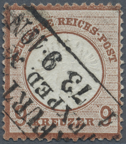 O Deutsches Reich - Brustschild: 1872, 9 Kr. Großer Schild, Rotbraun, Mit Dreizeiligem Rahmenstempel " - Neufs