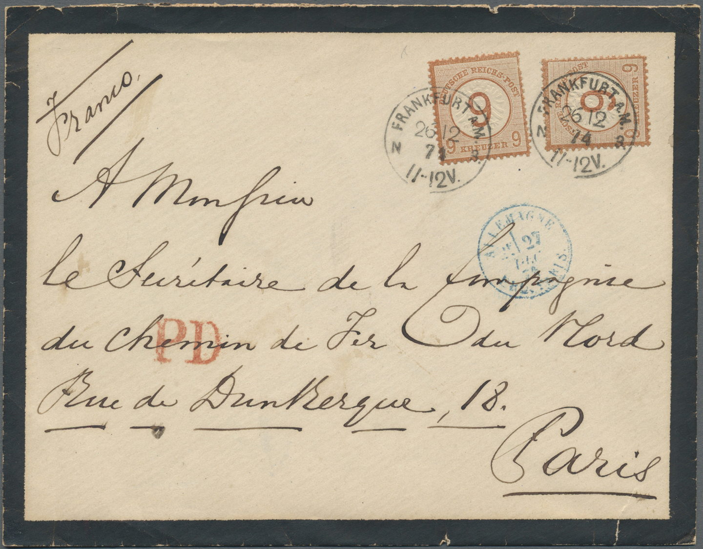 Br Deutsches Reich - Brustschild: 1874, 9 Auf 9 Kr. Braunorange, Zwei Einzelwerte Je Mit Klarem EKr. "F - Ongebruikt