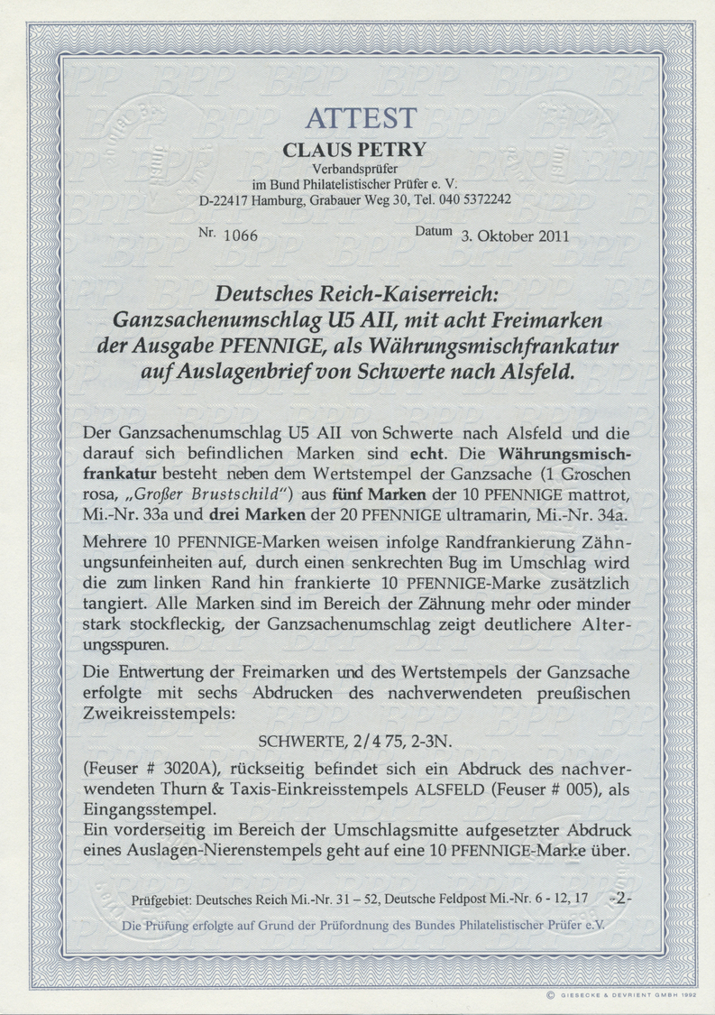 GA Deutsches Reich - Pfennige: 1875, Auslagenbrief In Seltener Währungsmischfrankatur 1 Groschen Ganzsa - Lettres & Documents