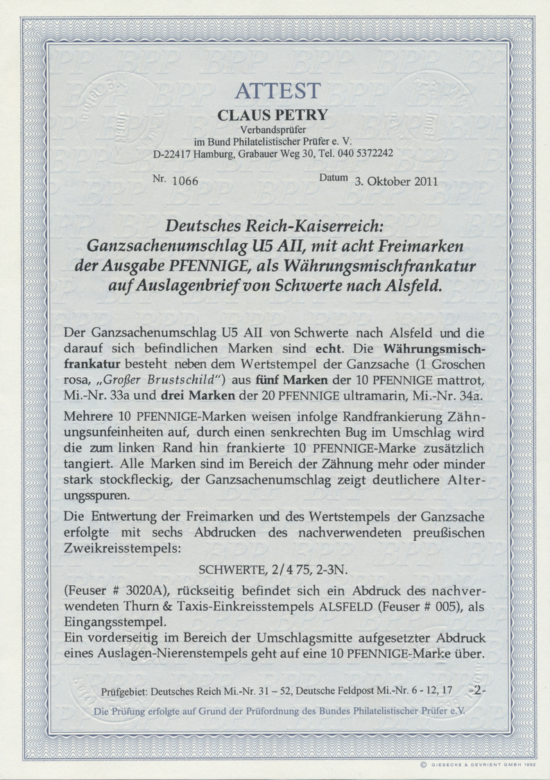 GA Deutsches Reich - Pfennige: 1875, Auslagenbrief In Seltener Währungsmischfrankatur 1 Groschen Ganzsa - Covers & Documents