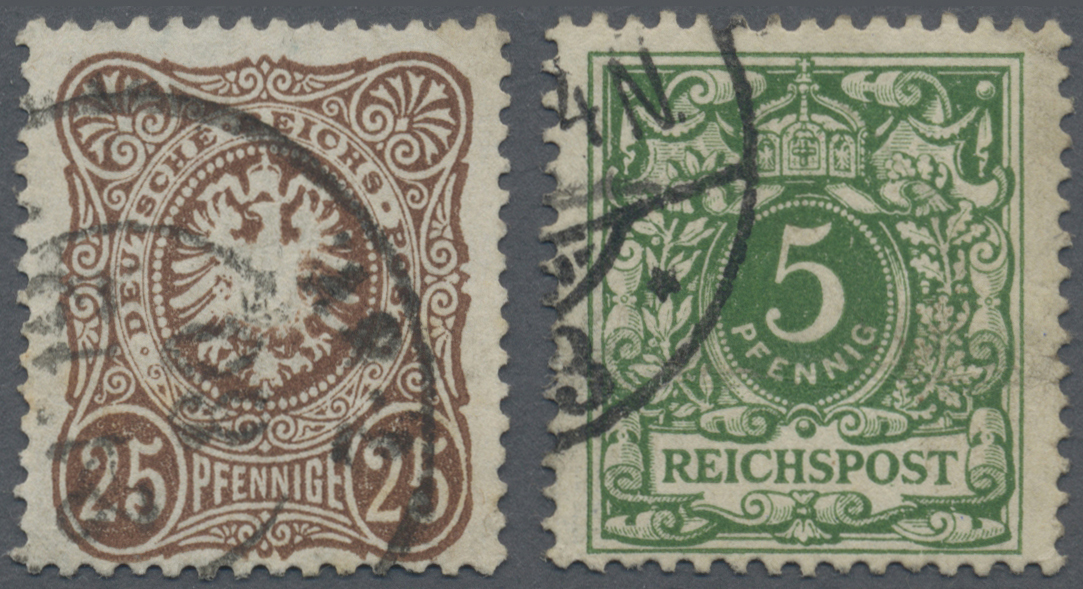 O Deutsches Reich - Pfennige: 1879/1892, 25 Pfennige Dunkelbraun (gepr. Jäschke BPP) Und 5 Pf Breite M - Lettres & Documents