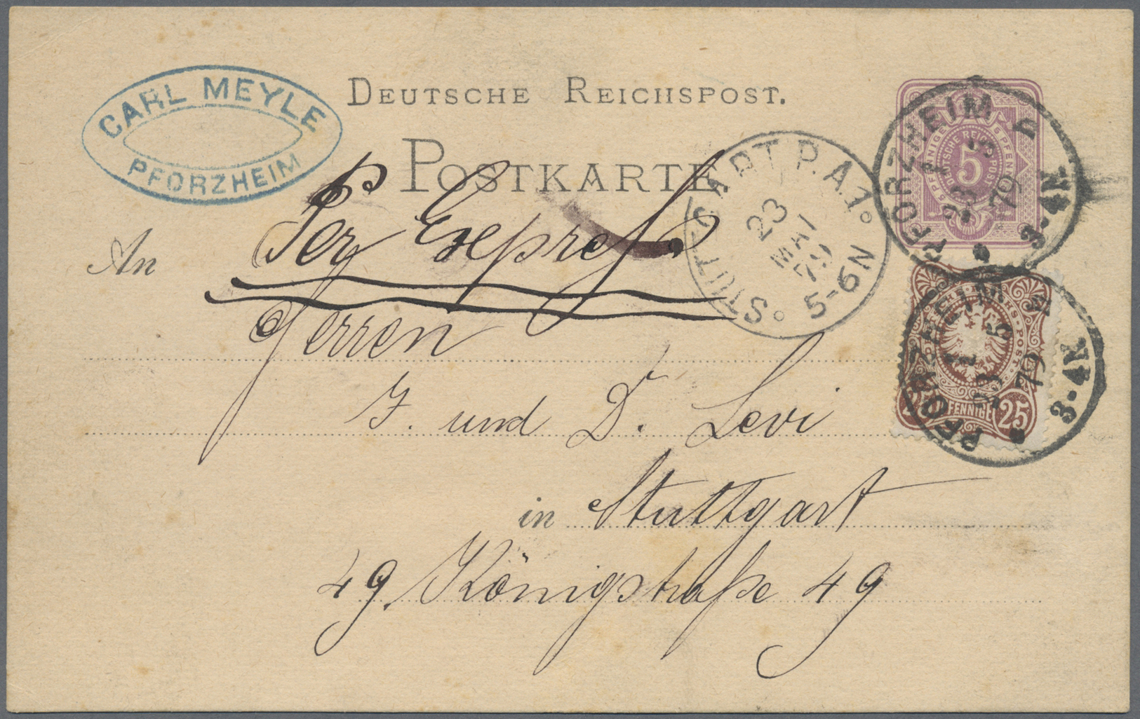 GA Deutsches Reich - Pfennige: 1879, Luxusstück Dieser Seltenen Farbe Auf 5 Pfg. Ganzsache Mit Stempel - Lettres & Documents