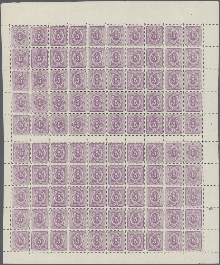 ** Deutsches Reich - Pfennig: 5 Pfg. Frühauflage Im Postfrischen ORIGINALBOGEN Mit 10 Zwischenstegpaare - Neufs