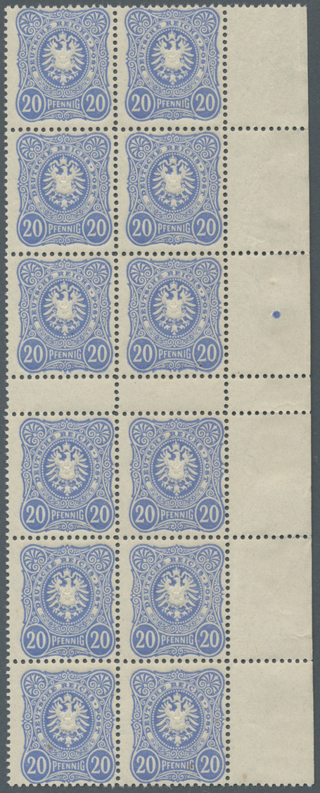 ** Deutsches Reich - Pfennig: 1880, 20 Pfg. Lebhaftultramarin Frühauflage Im Senkrechten 12er-Block Mit - Ongebruikt