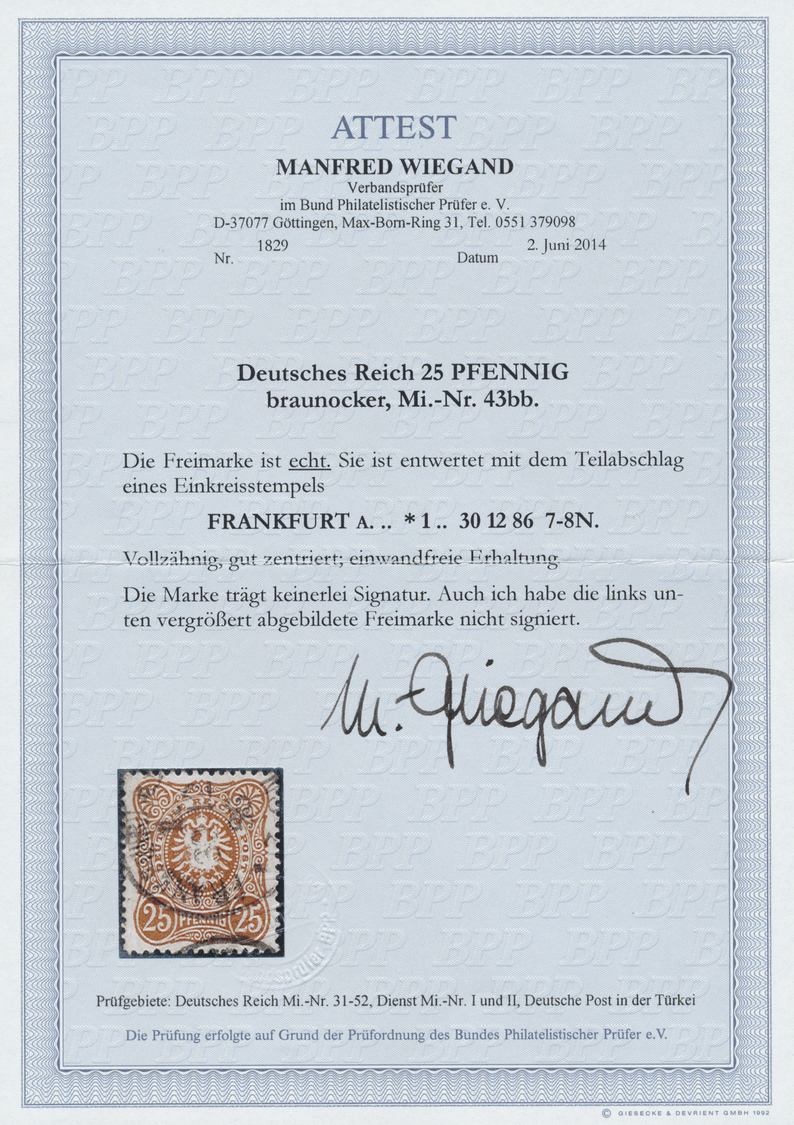 O Deutsches Reich - Pfennig: 1886, 25 Pfennig Der Spätauflage In Seltener Farbe (lebhaft)braunocker Ge - Ongebruikt