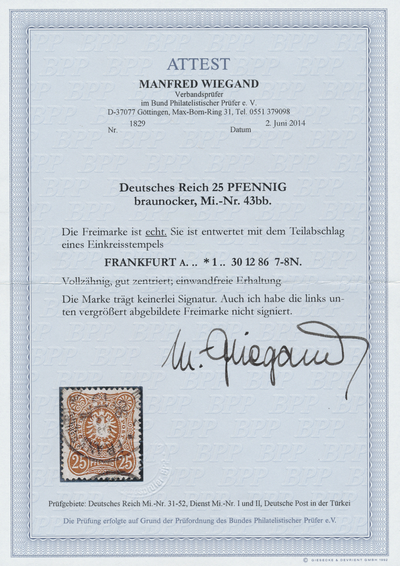 O Deutsches Reich - Pfennig: 1886, 25 Pfennig Der Spätauflage In Seltener Farbe (lebhaft)braunocker Ge - Neufs