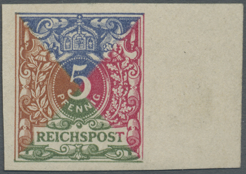 * Deutsches Reich - Krone / Adler: 1894/1995, 5 Pfg. Probedruck Ungezähnt Mit Kreuzweiser Angeordneter - Ongebruikt