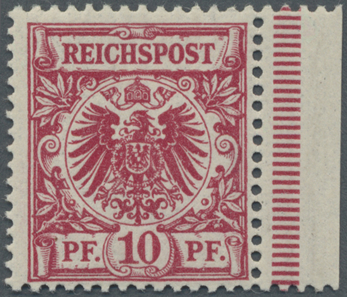 ** Deutsches Reich - Krone / Adler: 1899, 10 Pfg. Lilarot Vom Rechten Bogenrand, Farbfrisch Und Gut Gez - Ongebruikt