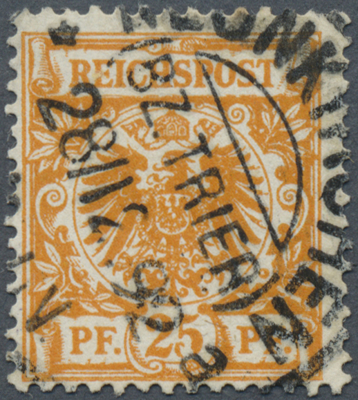 O Deutsches Reich - Krone / Adler: 1889, 25 Pfg Gelblichorange Krone/Adler Mit PLATTENFEHLER "Breiter - Ongebruikt