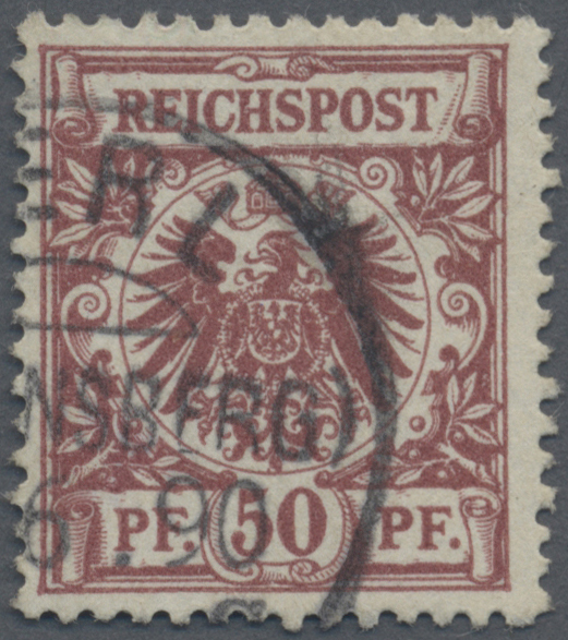 O Deutsches Reich - Krone / Adler: 1889, "50 Pfg. Weinrot", Farbtypischer Wert Mit Entwertung (W)ERL . - Ongebruikt