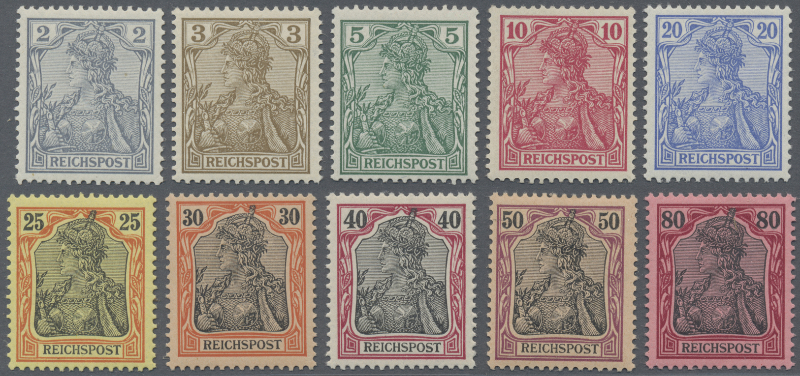 ** Deutsches Reich - Germania: 1900, Freimarken Germania REICHSPOST, Postfrisch Mit Originalgummierung, - Ongebruikt