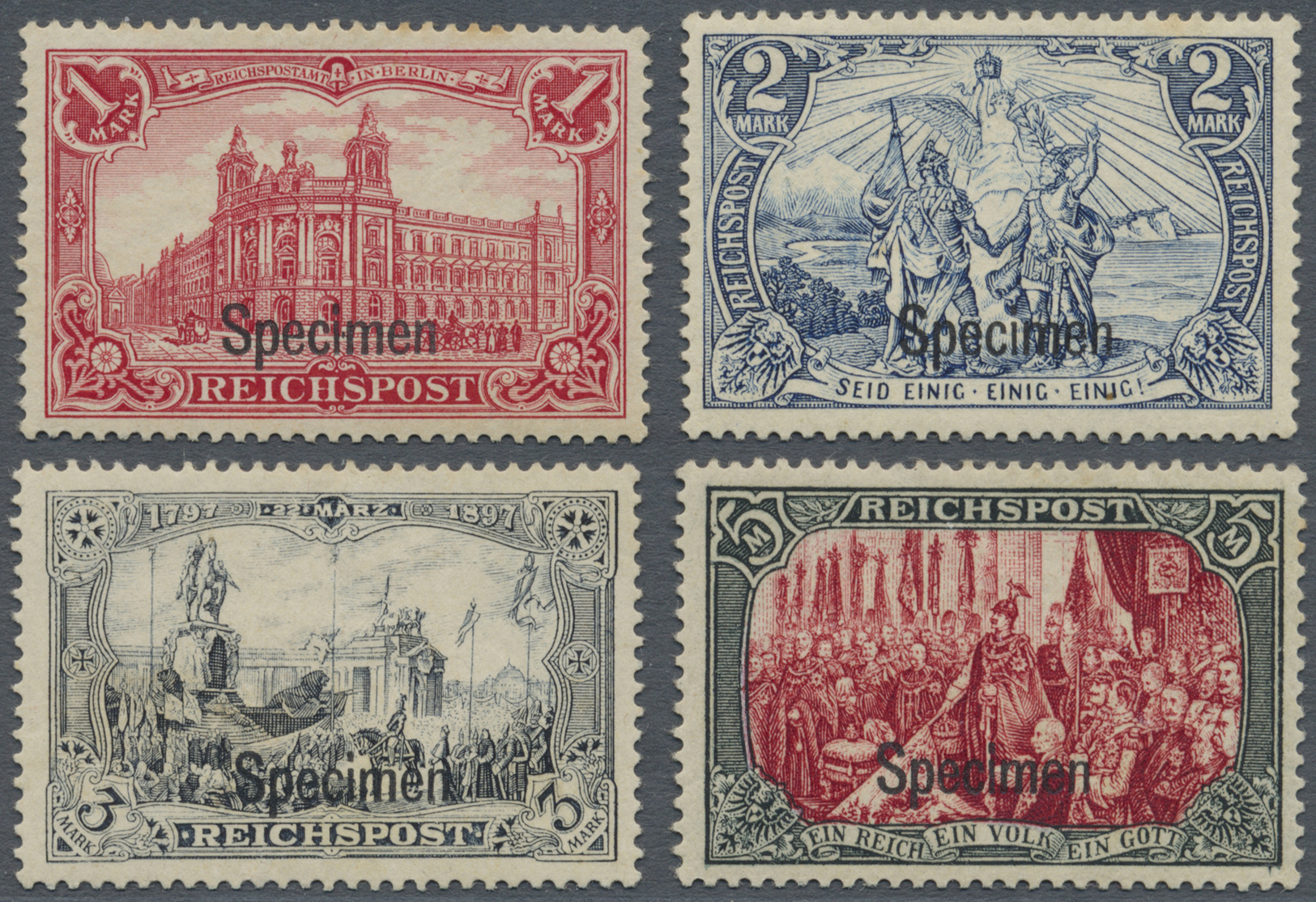 * Deutsches Reich - Germania: 1900, 1-5 Mark Reichspost Je Mit Waagerechtem Aufdruck "Specimen", Ungeb - Neufs