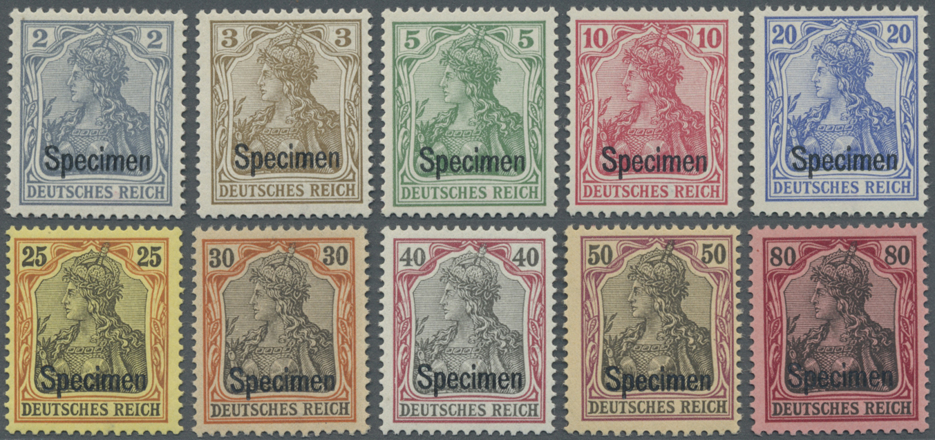 /**/* Deutsches Reich - Germania: 1902: 2 Pfg. Bis 80 Pfg. Ohne Wasserzeichen, Jeweils Mit Aufdruck: "Spec - Neufs