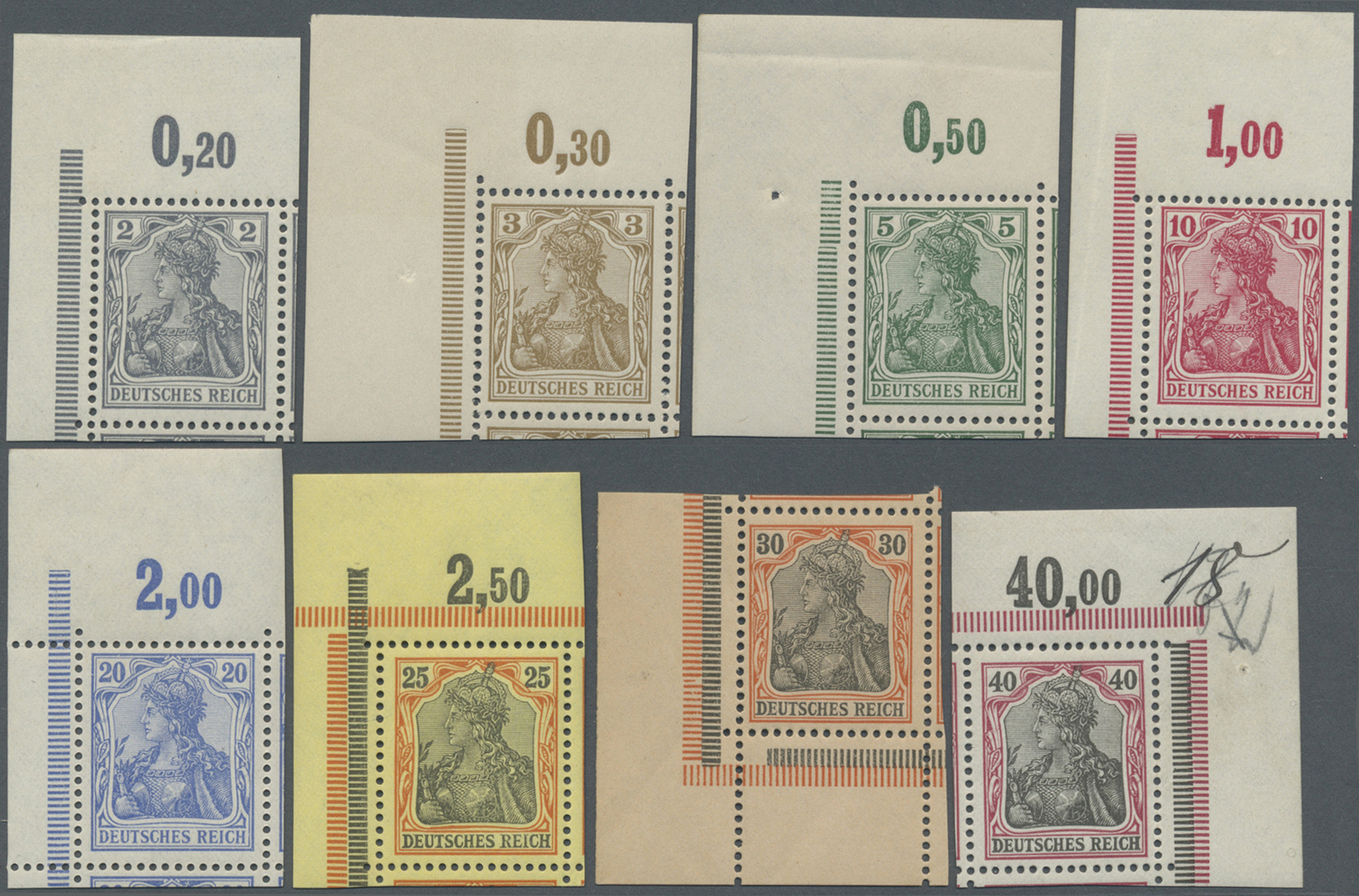 **/* Deutsches Reich - Germania: 1902, 2 Bis 80 Pfg. Germania Mit Inschrift "Deutsches Reich", Ohne Wasse - Neufs