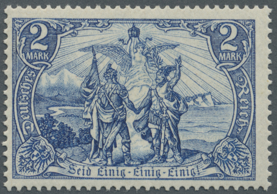 ** Deutsches Reich - Germania: 1902, 2 Mark Kaiserreich "Nord Und Süd", Strahlen Längsgestreift, Farbri - Neufs