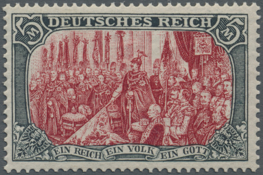 ** Deutsches Reich - Germania: 1902, 1 M. Grünschwarz/ Dkl´karmin, 26 : 17 Zähnungslöcher Ist Eine Orig - Neufs