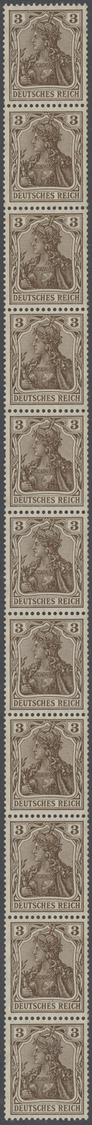 ** Deutsches Reich - Germania: 1905/11, Germania-Friedensdruck, 3 Pfg. Braun, 2 Stck. 11er-Str. Einzeln - Neufs
