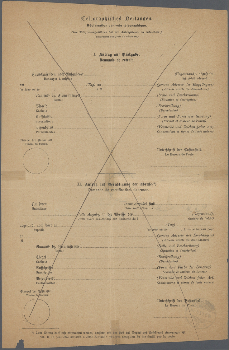 Br Deutsches Reich - Germania: 1907, 10 Pfg. Germania, Zwei Senkrechte Paare Als Gebühr Auf Formular "A - Ongebruikt