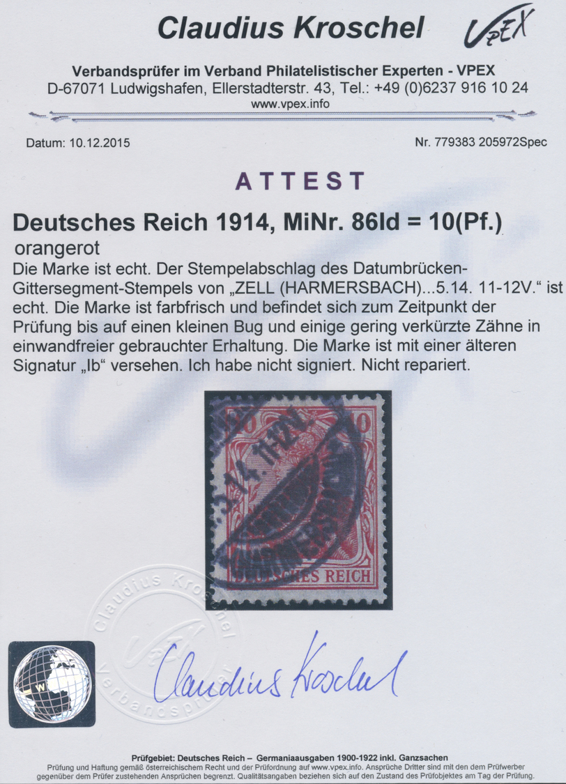 O Deutsches Reich - Germania: 1914, 10 Pfg. Germania Friedensdruck In Der Guten Farbe Orangerot Mit Te - Ongebruikt