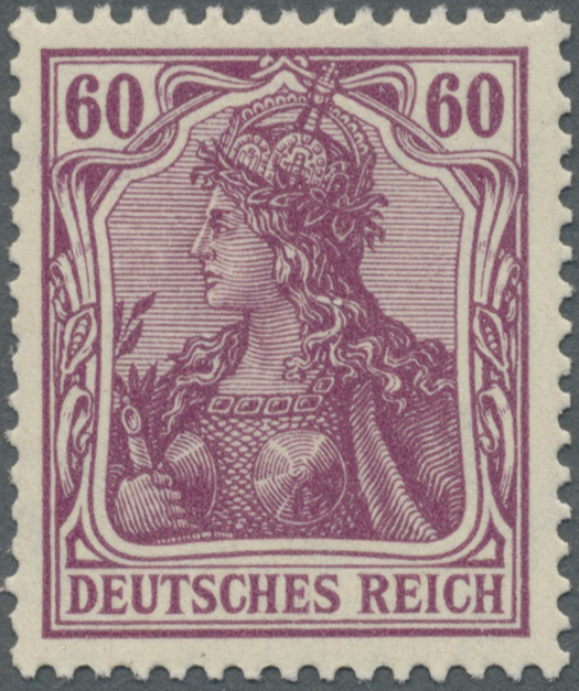** Deutsches Reich - Germania: 1911, 60 Pf Friedensdruck In Dunkelrötlichlila, Postfrisch, FA Jäschke-L - Ongebruikt