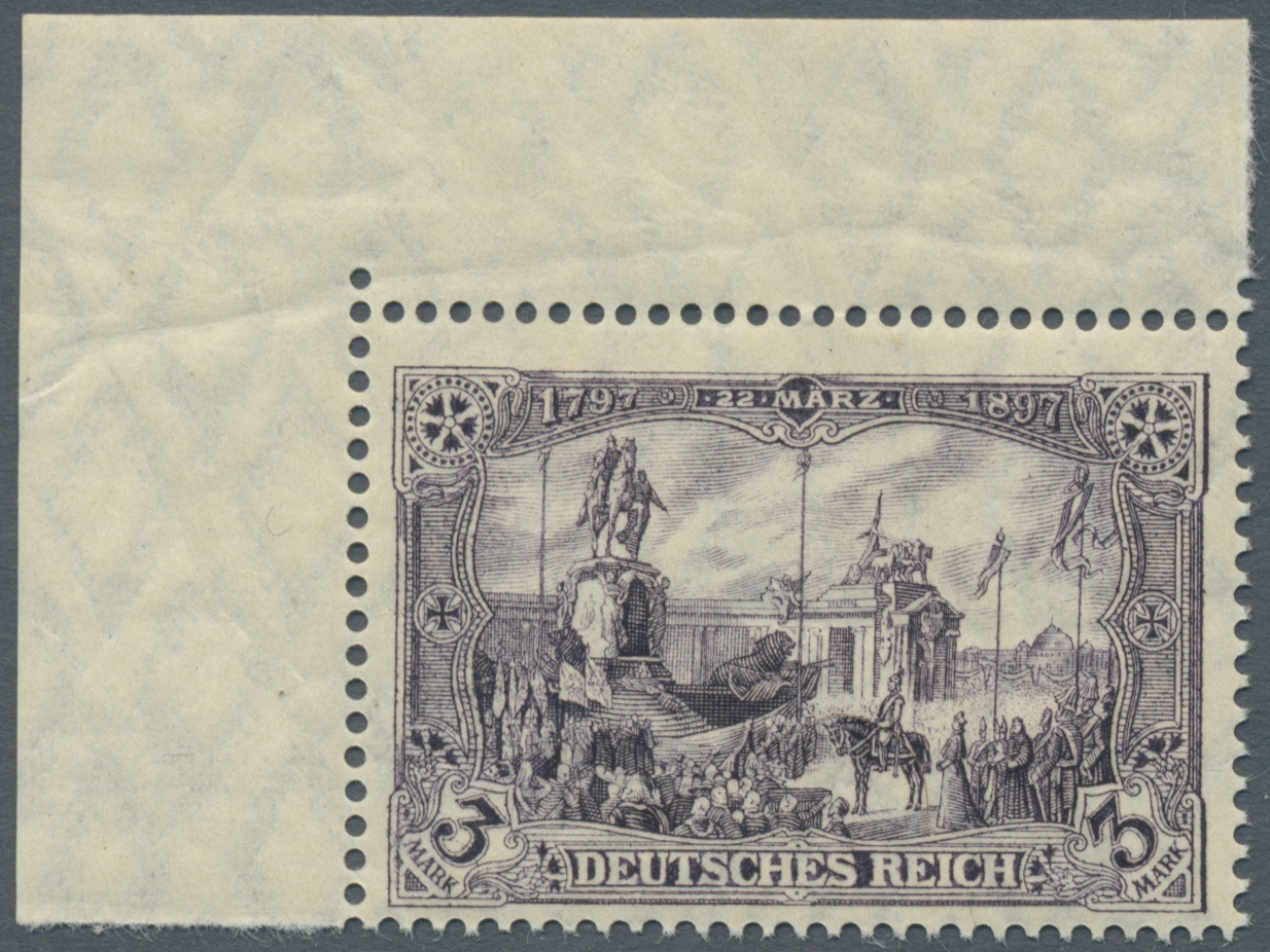 ** Deutsches Reich - Germania: 1911, Freimarke 3 M. Schwarzviolett Friedensdruck, Postfrisch Aus Der Li - Ongebruikt