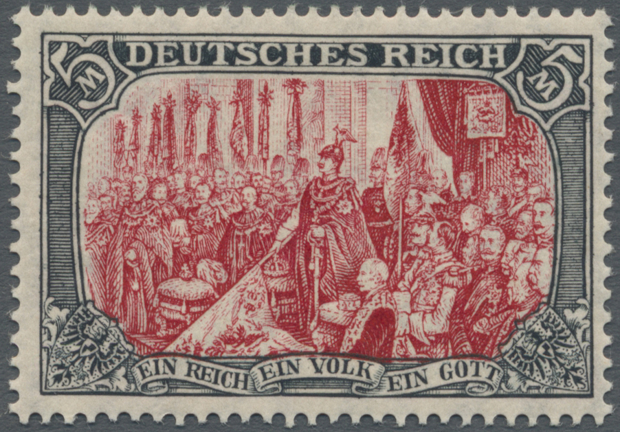 * Deutsches Reich - Germania: 1920, Freimarke 5 M Deutsches Kaiserreich, Schwarz/ Dunkelkarmin, Sogena - Neufs