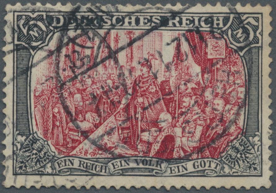 O Deutsches Reich - Germania: 1905, 5 M Sog. Ministerdruck Mit Stempel "HETTSTEDT 21.12.11", Rechts Na - Ongebruikt