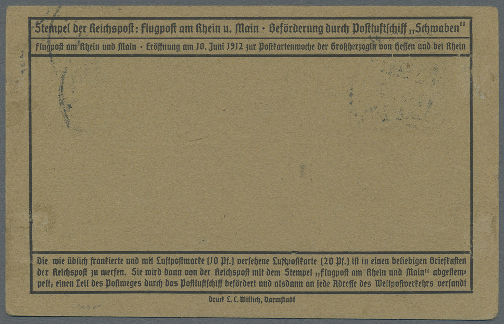 Br Deutsches Reich - Germania: 1912, Zwei Flugpostkarten 'Flugpost Am Rhein U. Main' Mit 10 Pf. + 5 Pf. - Ongebruikt